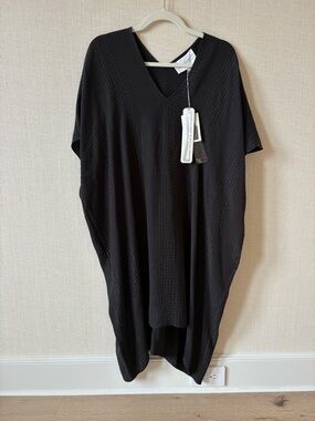 UNIQUE Marie France Van Damme Crocodile Embossed Black Midi Dress Silk
